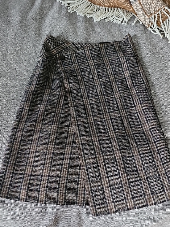 COS Dresses & Skirts - COS Plaid Midi Wrap Skirt in Brown and Black